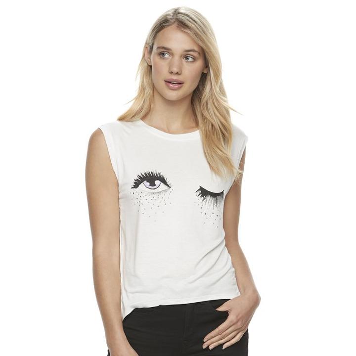 Juniors' Jolie Vie Eye Graphic Muscle Tee, Girl's, Size: Medium, Natural
