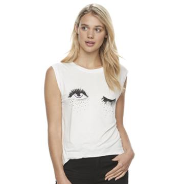 Juniors' Jolie Vie Eye Graphic Muscle Tee, Girl's, Size: Medium, Natural