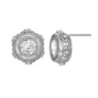 Sterling Silver Lab-created White Sapphire Openwork Stud Earrings, Women's