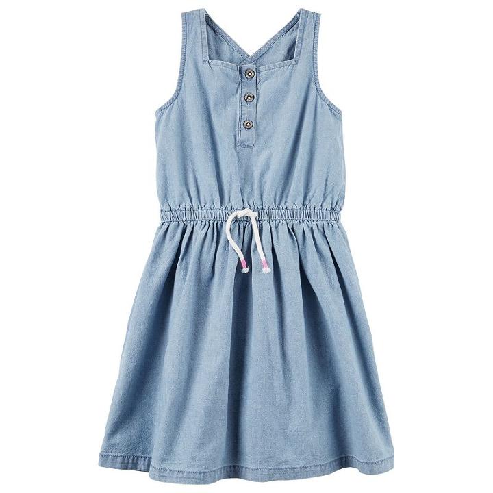 Girls 4-8 Carter's Criss-cross Back Chambray Dress, Girl's, Size: 8, Blue Other