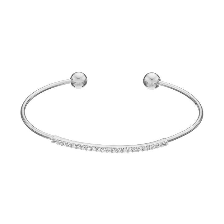 Fleur Cubic Zirconia Bar Cuff Bracelet, Women's, Grey
