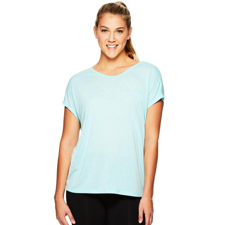 Women's Gaiam Lotus Yoga Strappy Short Sleeve Top, Size: Large, Green
