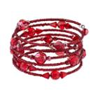 1928 Faceted Bead & Seed Bead Coil Bracelet, Women's, Size: 8, Red