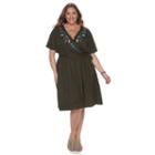 Plus Size Sonoma Goods For Life&trade; Embroidered Wrap Dress, Women's, Size: 3xl, Dark Green