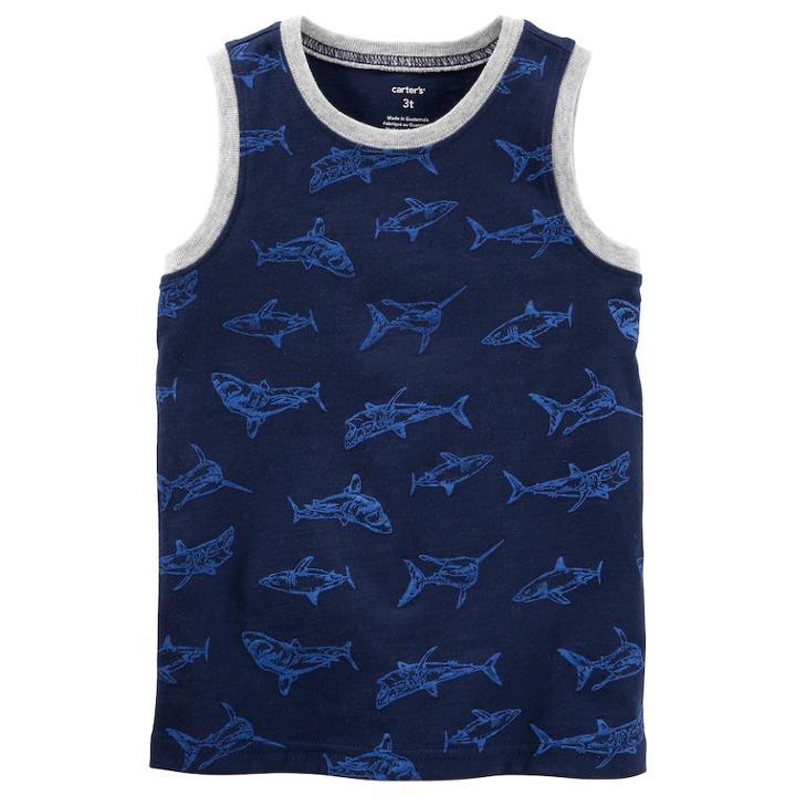 Boys 4-8 Carter's Graphic Ringer Tank Top, Size: 8, Blue