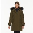 Women's Triple Star Faux Fur Collar Anorak Parka, Size: Large, Lt Green