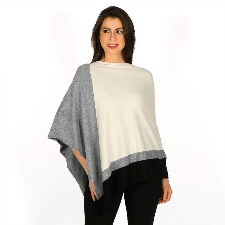 Women's Harve Benard Colorblock Poncho, Size: L/xl, White Oth