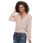 Juniors' American Rag Smocked Plaid Jacquard Top, Size: Medium, Light Pink