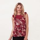 Women's Lc Lauren Conrad Floral Eyelet Top, Size: Xxl, Red