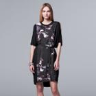 Women's Simply Vera Vera Wang Mixed-media Shift Dress, Size: Medium, Grey (charcoal)