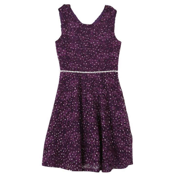 Girls 7-16 & Plus Size Speechless Allover Lace Sparkle Skater Dress, Size: 16 1/2, Drk Purple