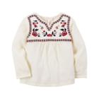 Girls 4-8 Carter's Embroidered Red Flower Babydoll Top, Size: 6, White Oth
