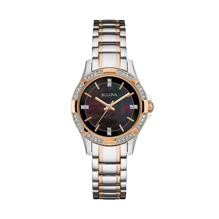 Bulova Women's Crystal Two-tone Stainless Steel Watch - 98l219, Adult Unisex, Size: Small, Multicolor