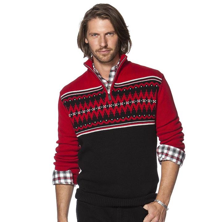Big & Tall Chaps Classic-fit Fairisle Quarter-zip Sweater, Men's, Size: 3xb, Red