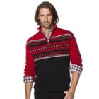 Big & Tall Chaps Classic-fit Fairisle Quarter-zip Sweater, Men's, Size: 3xb, Red