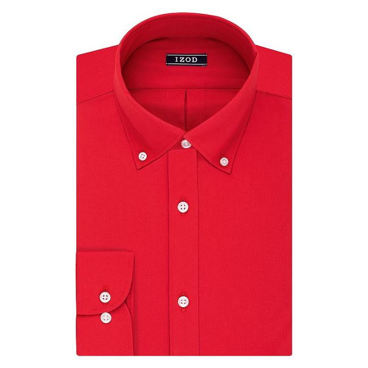 Men's Izod Slim-fit Wrinkle-free Dress Shirt, Size: 14.5-32/33, Light Red