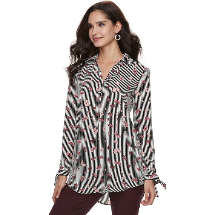 Women's Elle&trade; Tie-hem Splitneck Tunic, Size: Xs, Lt Beige