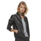 Madden Nyc Juniors' Perforated Faux-leather Jacket, Girl's, Size: Xl, Black
