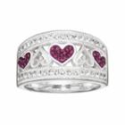 Silver Luxuries Silver Plated Crystal Heart Ring, Women's, Size: 8, Purple