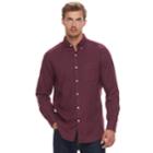 Men's Sonoma Goods For Life&trade; Modern-fit Double-cloth Woven Button-down Shirt, Size: Xl, Dark Red
