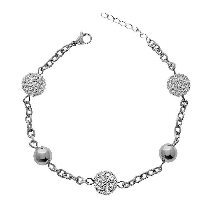 Stainless Steel Crystal Bracelet, Women's, Size: 7.25, White