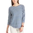 Women's Chaps Striped Jersey Top, Size: Large, Blue