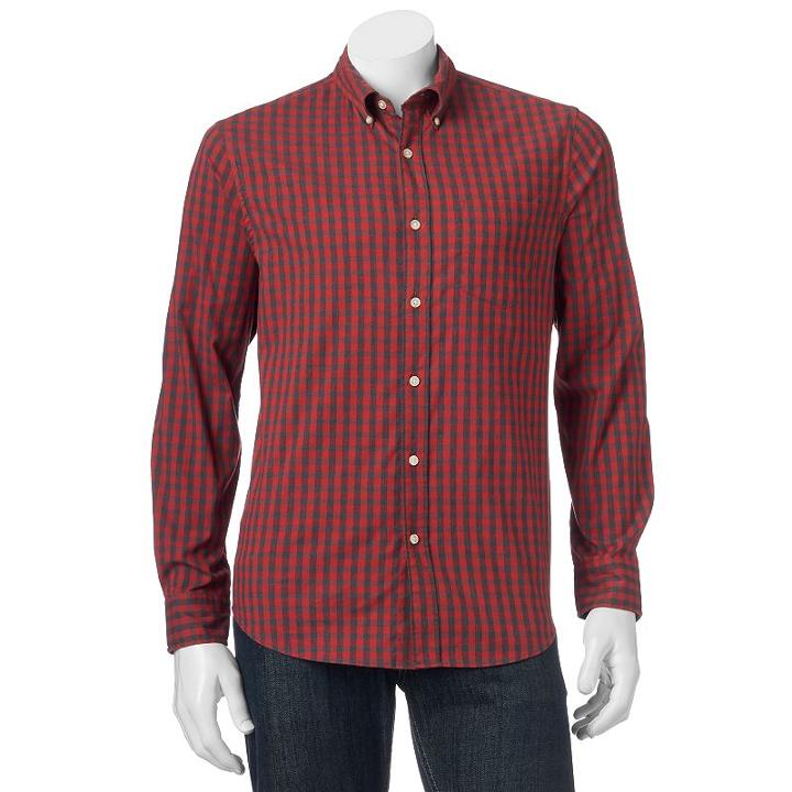 Men's Sonoma Goods For Life&trade; Poplin Button-down Shirt, Size: Xxl, Grey Other