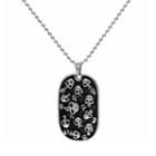 Stainless Steel And Black Ion-plated Stainless Steel Skull Dog Tag Necklace, Grey
