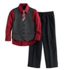 Boys 4-12 Van Heusen Sharkskin 4-piece Vest Set, Size: 10, Dark Red