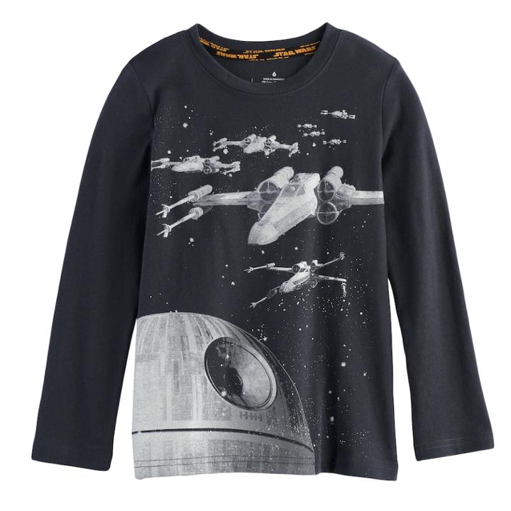 Boys 4-7x Star Wars A Collection For Kohl's X-wing & Death Star Glow In The Dark Graphic Tee, Size: 7x, Dark Grey