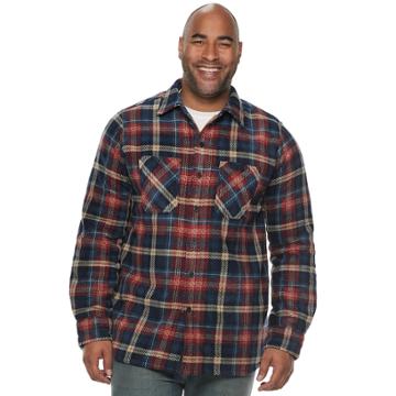 Big & Tall Anchorage Expedition Plaid Sherpa-lined Fleece Shirt Jacket, Men's, Size: Xxl Tall, Dark Blue