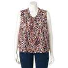 Plus Size Dana Buchman Printed Knot-front Top, Women's, Size: 1xl, Med Brown