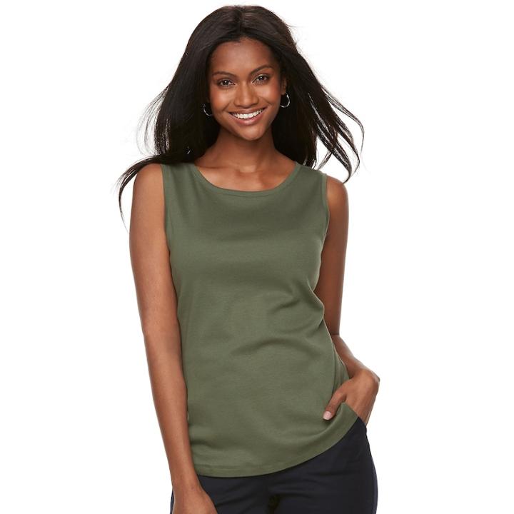 Women's Croft & Barrow&reg; Essential Tank, Size: Small, Dark Green