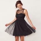 Women's Lc Lauren Conrad Flocked Tulle Fit & Flare Dress, Size: 14, Black