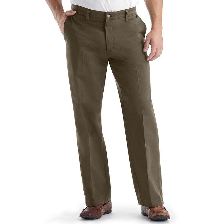 Men's Lee Custom Fit Straight-fit Flat-front Pants, Size: 40x29, Dark Brown