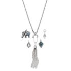 Mudd&reg; Long Removable Elephant Charm Necklace Set, Women's, Silver