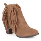 Journee Collection Spin Women's Faux Suede Fringed Booties, Girl's, Size: 6.5, Beig/green (beig/khaki)