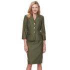 Women's Le Suit Melange Suit Jacket & Skirt Set, Size: 18, Dark Green