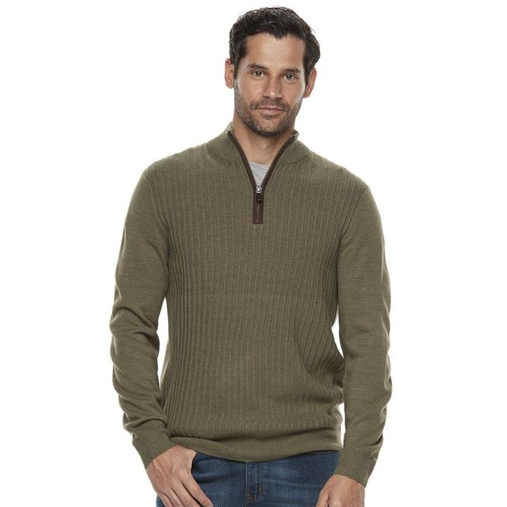 Men's Dockers Comfort Touch Classic-fit Textured Quarter-zip Sweater, Size: Large, Green