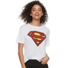 Juniors' Superman Shield Logo Tee, Teens, Size: Medium, White