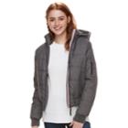 Juniors' Urban Republic Hooded Puffer Bomber Jacket, Teens, Size: Medium, Dark Grey