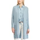 Petite Chaps Open Front Long Cardigan, Women's, Size: M Petite, Blue