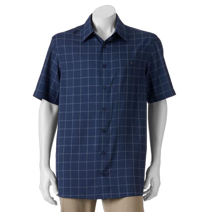 Big & Tall Haggar&reg; Easy-care Microfiber Button-down Shirt, Men's, Size: Xxl Tall, Blue (navy)