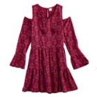 Girls 7-16 & Plus Size Mudd&reg; Cold-shoulder Bell Sleeve Patterned Dress, Size: 18 1/2, Red