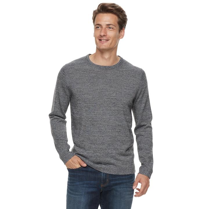 Men Apt. 9&reg; Wool-blend Merino Crewneck Sweater, Size: Large, Med Grey