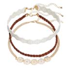 Mudd&reg; Braided Faux Suede & Floral Choker Necklace Set, Women's, Brown