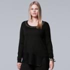 Plus Size Simply Vera Vera Wang Embellished Neckline Sweater, Women's, Size: 1xl, Black