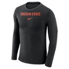 Men's Nike Oregon State Beavers Marled Long-sleeve Dri-fit Tee, Size: Medium, Black