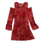 Girls 7-16 & Plus Size Mudd&reg; Cold-shoulder Bell Sleeve Patterned Dress, Size: 16, Brt Orange