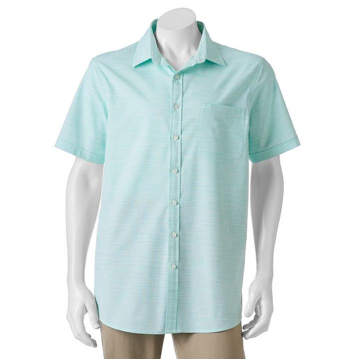 Big & Tall Apt. 9&reg; Classic-fit Patterned Stretch Button-down Shirt, Men's, Size: 4xb, Turquoise/blue (turq/aqua)
